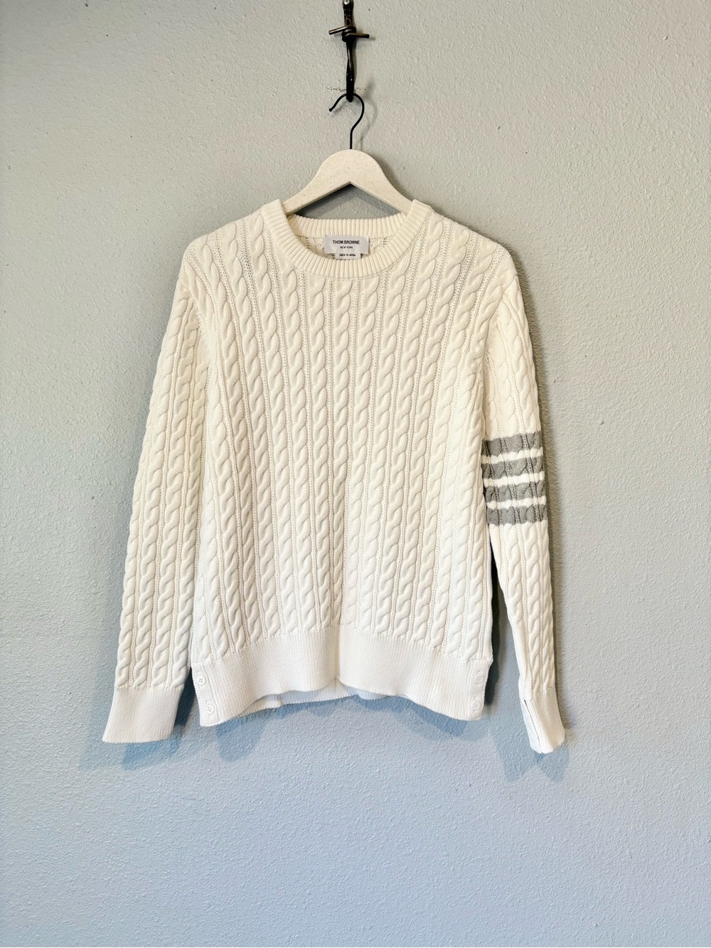 Thom Browne 100% Cotton Cableknit Classic 4 Stripe Sweater size 1 / small